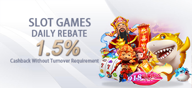 MAXBOOK55 Slot Games Daily Rebate Up To 1.5% Cashback Without Turnover Requirement Promo Banner