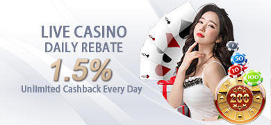 MAXBOOK55 Live Casino Daily Rebate Up To 1.50% Unlimited Cashback Every Day Promo Banner