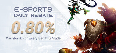 MAXBOOK55 E-Sports Daily Rebate Up TO 0.80% Cashback For Every Bet You Made Promo Banner